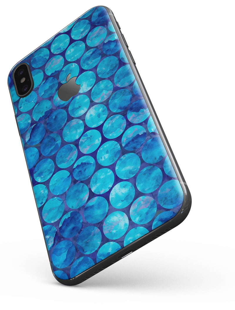 Blue Sorted Large Watercolor Polka Dots - iPhone X Skin-Kit