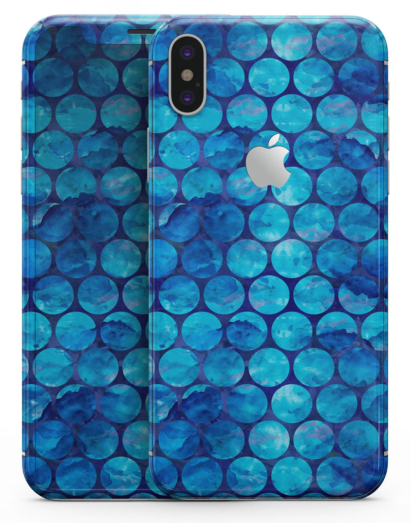 Blue Sorted Large Watercolor Polka Dots - iPhone X Skin-Kit
