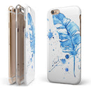 Blue Splatter Feather iPhone 6/6s or 6/6s Plus 2-Piece Hybrid INK-Fuzed Case
