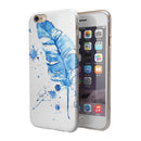 Blue Splatter Feather iPhone 6/6s or 6/6s Plus 2-Piece Hybrid INK-Fuzed Case