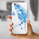 Blue Splatter Feather iPhone 6/6s or 6/6s Plus 2-Piece Hybrid INK-Fuzed Case