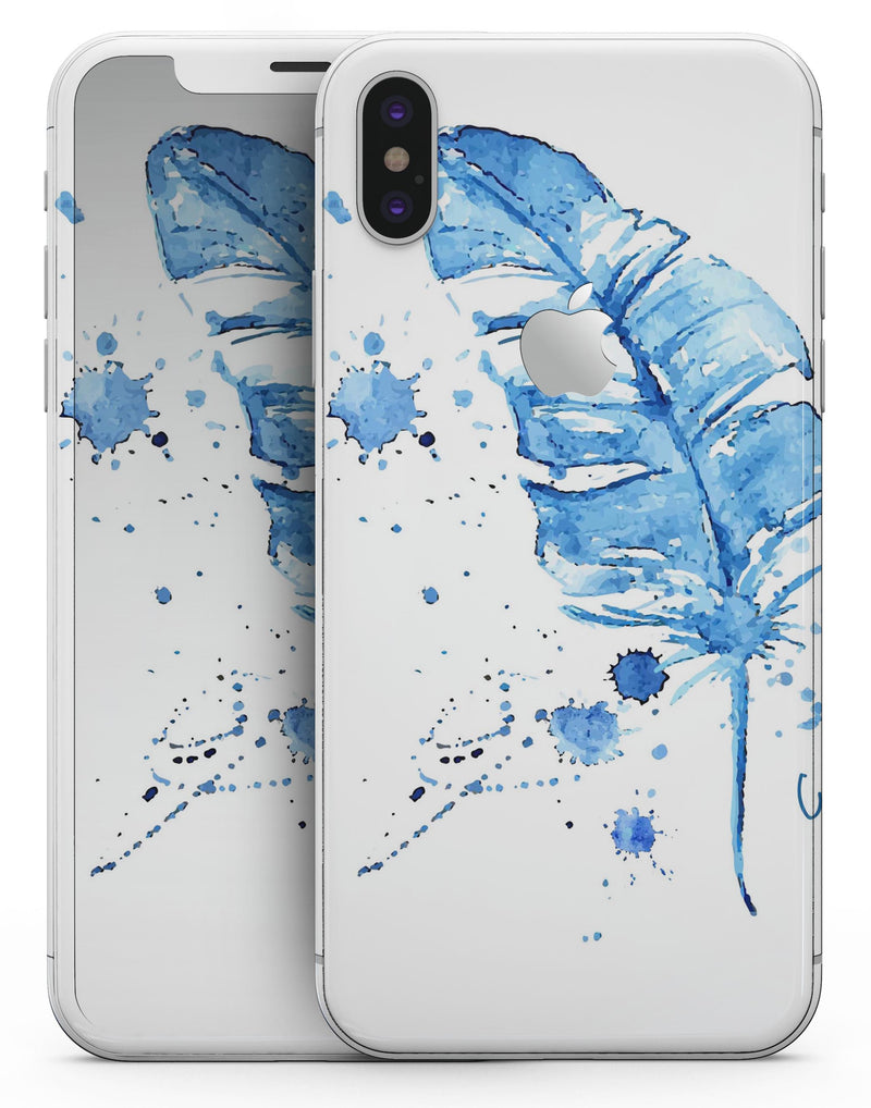 Blue Splatter Feather - iPhone X Skin-Kit