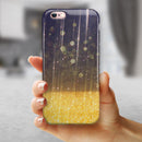 Blue Stratched Streaks with Unfocused Gold Sparkles iPhone 6/6s or 6/6s Plus 2-Piece Hybrid INK-Fuzed Case