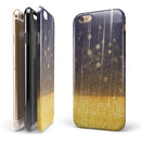 Blue Stratched Streaks with Unfocused Gold Sparkles iPhone 6/6s or 6/6s Plus 2-Piece Hybrid INK-Fuzed Case