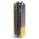 Blue Stratched Streaks with Unfocused Gold Sparkles iPhone 6/6s or 6/6s Plus 2-Piece Hybrid INK-Fuzed Case