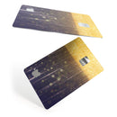 Blue Stratched Streaks with Unfocused Gold Sparkles - Premium Protective Decal Skin-Kit for the Apple Credit Card