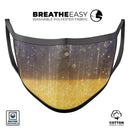 Blue Stratched Streaks with Unfocused Gold Sparkles - Made in USA Mouth Cover Unisex Anti-Dust Cotton Blend Reusable & Washable Face Mask with Adjustable Sizing for Adult or Child