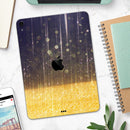 Blue Stratched Streaks with Unfocused Gold Sparkles - Full Body Skin Decal for the Apple iPad Pro 12.9", 11", 10.5", 9.7", Air or Mini (All Models Available)