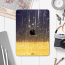 Blue Stratched Streaks with Unfocused Gold Sparkles - Full Body Skin Decal for the Apple iPad Pro 12.9", 11", 10.5", 9.7", Air or Mini (All Models Available)