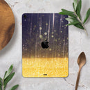 Blue Stratched Streaks with Unfocused Gold Sparkles - Full Body Skin Decal for the Apple iPad Pro 12.9", 11", 10.5", 9.7", Air or Mini (All Models Available)
