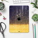 Blue Stratched Streaks with Unfocused Gold Sparkles - Full Body Skin Decal for the Apple iPad Pro 12.9", 11", 10.5", 9.7", Air or Mini (All Models Available)