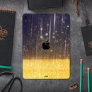 Blue Stratched Streaks with Unfocused Gold Sparkles - Full Body Skin Decal for the Apple iPad Pro 12.9", 11", 10.5", 9.7", Air or Mini (All Models Available)