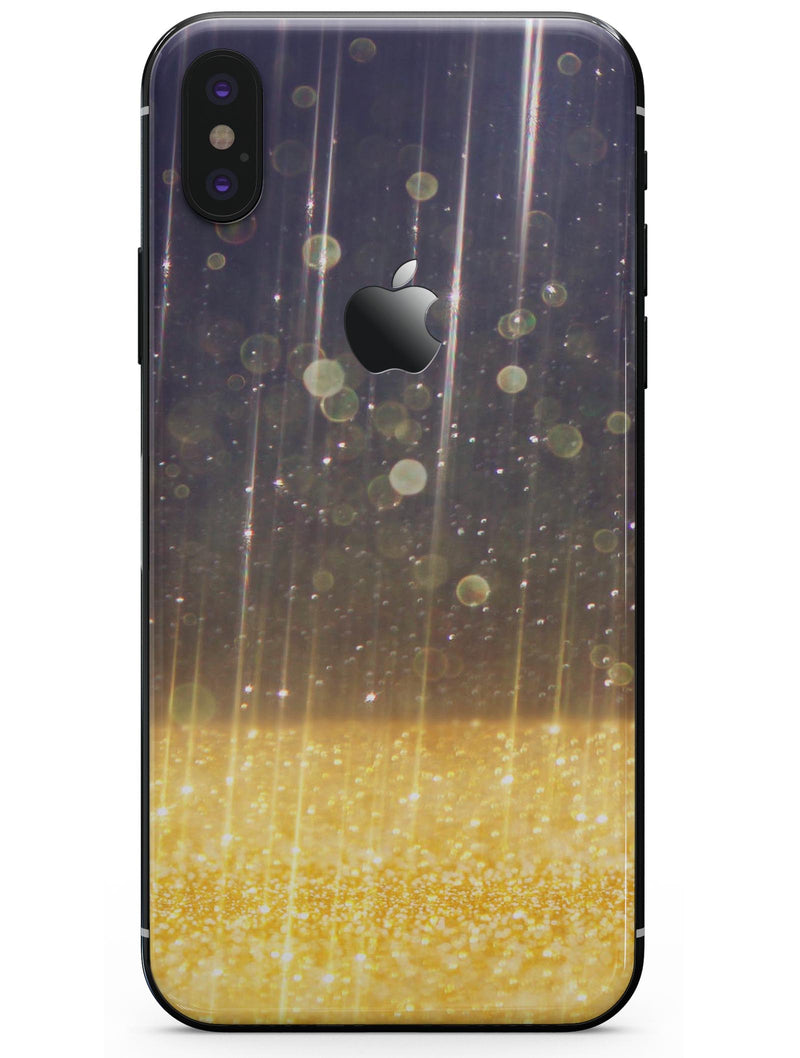Blue Stratched Streaks with Unfocused Gold Sparkles - iPhone X Skin-Kit
