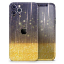 Blue Stratched Streaks with Unfocused Gold Sparkles  - Protective Skin Wrap & Decal – Compatible with iPhone SE to iPhone 17 Pro Max (All Models)