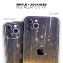 Blue Stratched Streaks with Unfocused Gold Sparkles  - Protective Skin Wrap & Decal – Compatible with iPhone SE to iPhone 17 Pro Max (All Models)