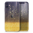 Blue Stratched Streaks with Unfocused Gold Sparkles  - Protective Skin Wrap & Decal – Compatible with iPhone SE to iPhone 17 Pro Max (All Models)