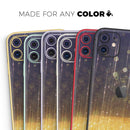 Blue Stratched Streaks with Unfocused Gold Sparkles  - Protective Skin Wrap & Decal – Compatible with iPhone SE to iPhone 17 Pro Max (All Models)