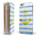 Blue Striped Watercolor Gold Anchor iPhone 6/6s or 6/6s Plus 2-Piece Hybrid INK-Fuzed Case