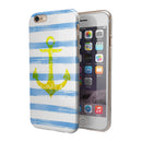 Blue Striped Watercolor Gold Anchor iPhone 6/6s or 6/6s Plus 2-Piece Hybrid INK-Fuzed Case