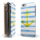 Blue Striped Watercolor Gold Anchor iPhone 6/6s or 6/6s Plus 2-Piece Hybrid INK-Fuzed Case