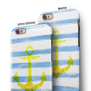 Blue Striped Watercolor Gold Anchor iPhone 6/6s or 6/6s Plus 2-Piece Hybrid INK-Fuzed Case
