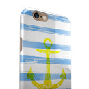 Blue Striped Watercolor Gold Anchor iPhone 6/6s or 6/6s Plus 2-Piece Hybrid INK-Fuzed Case