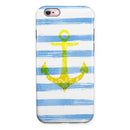Blue Striped Watercolor Gold Anchor iPhone 6/6s or 6/6s Plus 2-Piece Hybrid INK-Fuzed Case