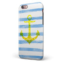Blue Striped Watercolor Gold Anchor iPhone 6/6s or 6/6s Plus 2-Piece Hybrid INK-Fuzed Case