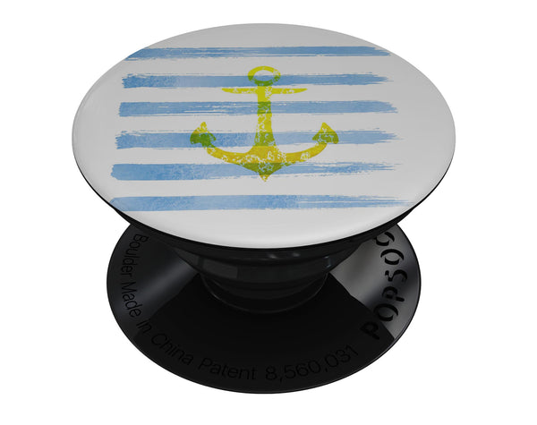 Blue Striped Watercolor Gold Anchor [Converted] - Skin Kit for PopSockets and other Smartphone Extendable Grips & Stands