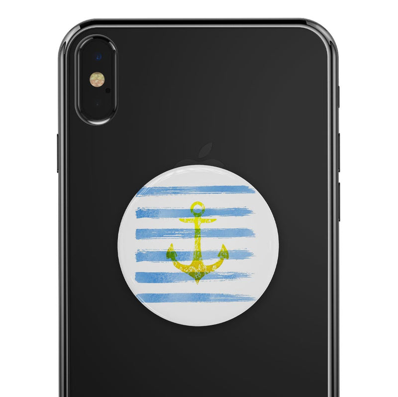 Blue Striped Watercolor Gold Anchor [Converted] - Skin Kit for PopSockets and other Smartphone Extendable Grips & Stands