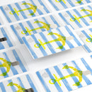 Blue Striped Watercolor Gold Anchor - Premium Protective Decal Skin-Kit for the Apple Credit Card
