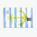Blue Striped Watercolor Gold Anchor - Premium Protective Decal Skin-Kit for the Apple Credit Card