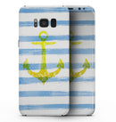Blue Striped Watercolor Gold Anchor - Samsung Galaxy S8 Full-Body Skin Kit