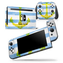 Blue Striped Watercolor Gold Anchor - Skin Wrap Decal for Nintendo Switch Lite Console & Dock - 3DS XL - 2DS - Pro - DSi - Wii - Joy-Con Gaming Controller