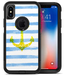 Blue Striped Watercolor Gold Anchor - iPhone X OtterBox Case & Skin Kits