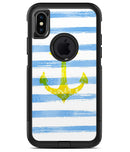 Blue Striped Watercolor Gold Anchor - iPhone X OtterBox Case & Skin Kits