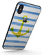 Blue Striped Watercolor Gold Anchor - iPhone X Skin-Kit