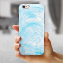 Blue Textured Marble iPhone 6/6s or 6/6s Plus 2-Piece Hybrid INK-Fuzed Case