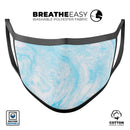 Blue Textured Marble - Made in USA Mouth Cover Unisex Anti-Dust Cotton Blend Reusable & Washable Face Mask with Adjustable Sizing for Adult or Child