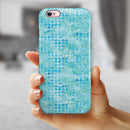 Blue Textured Triangle Pattern iPhone 6/6s or 6/6s Plus 2-Piece Hybrid INK-Fuzed Case