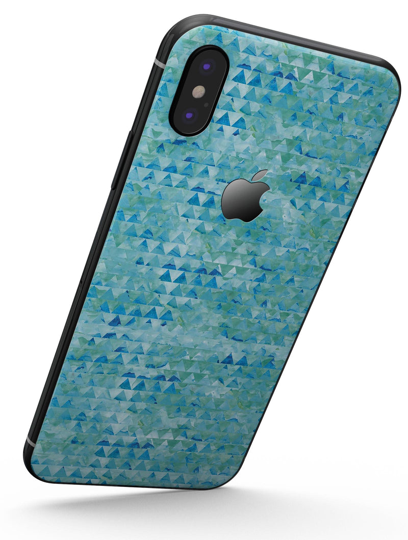 Blue Textured Triangle Pattern - iPhone X Skin-Kit