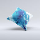 Blue Transending Squares ink-Fuzed Decorative Throw Pillow