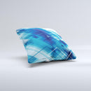 Blue Transending Squares ink-Fuzed Decorative Throw Pillow