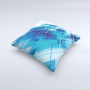 Blue Transending Squares ink-Fuzed Decorative Throw Pillow