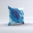 Blue Transending Squares ink-Fuzed Decorative Throw Pillow