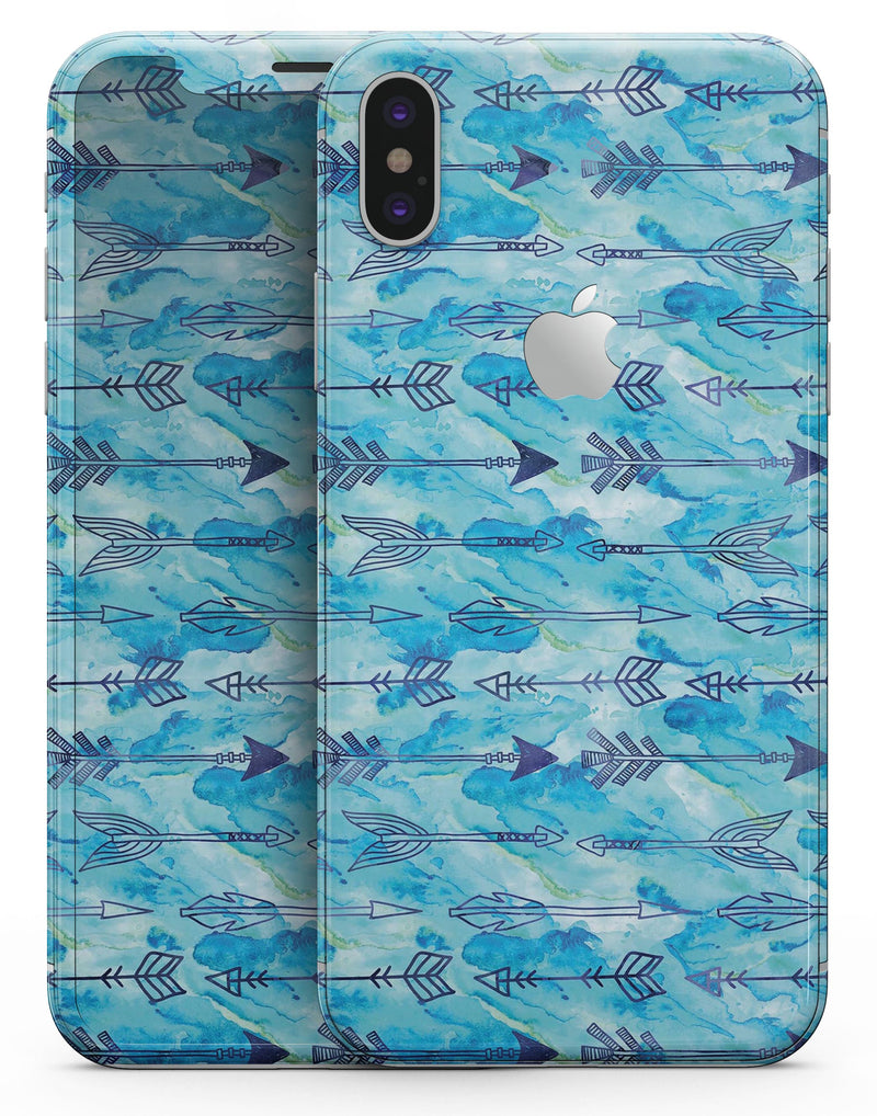 Blue Tribal Arrow Pattern - iPhone X Skin-Kit
