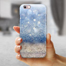 Blue Unfocused Silver Sparkle iPhone 6/6s or 6/6s Plus 2-Piece Hybrid INK-Fuzed Case