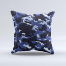 Blue Vector Camo Ink-Fuzed Decorative Throw Pillow