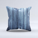 Blue Washed WoodGrain Ink-Fuzed Decorative Throw Pillow