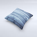 Blue Washed WoodGrain Ink-Fuzed Decorative Throw Pillow